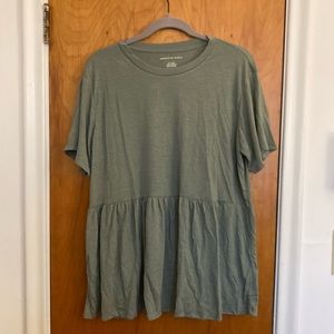 American Eagle Green Peplum Top